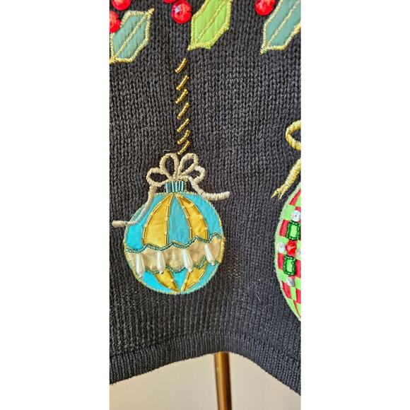 Yarnworks Sweater Womens Small‎ ELVES Ornaments FUN Vintage Ugly Christmas Party - Picture 5 of 9